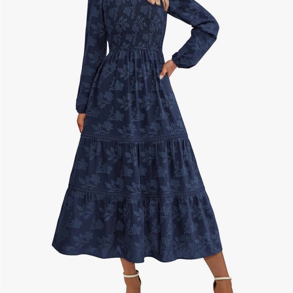 Chic Navy Blue Long Sleeve Dress